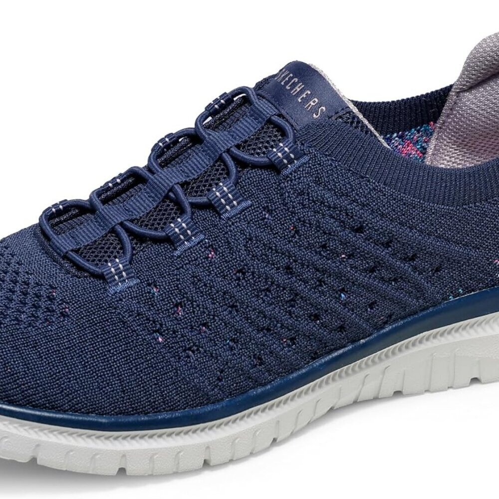 Women's Sneakers Knit Upper Memory Foam Cushion Rubber Sole Size 8.5 Navy